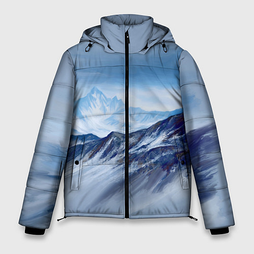 Мужская зимняя куртка Серо-голубые горы / 3D-Черный – фото 1