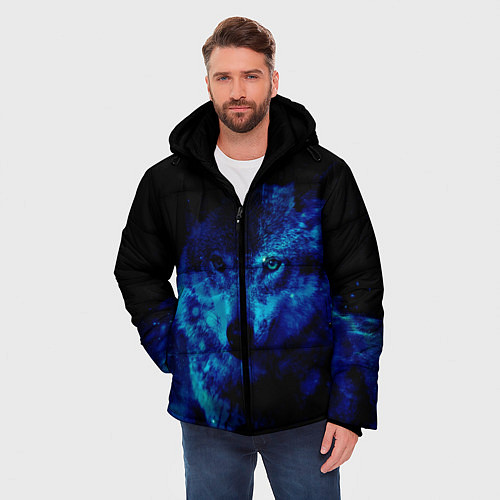 Мужская зимняя куртка Волк Вселенная / 3D-Светло-серый – фото 3