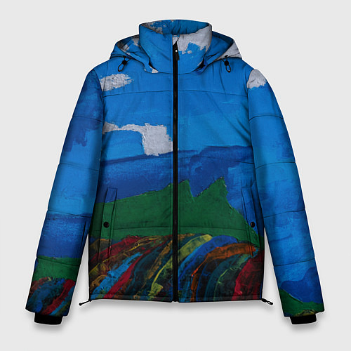 Мужская зимняя куртка Разноцветная абстракция / 3D-Черный – фото 1