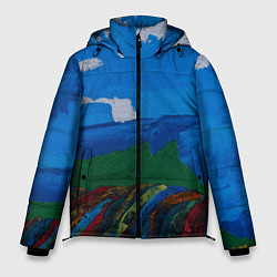 Куртка зимняя мужская Разноцветная абстракция, цвет: 3D-черный
