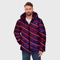 Куртка зимняя мужская Неоновые полосы, цвет: 3D-черный — фото 2