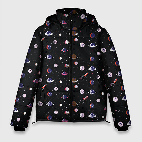 Мужская зимняя куртка Космический Паттерн / 3D-Черный – фото 1