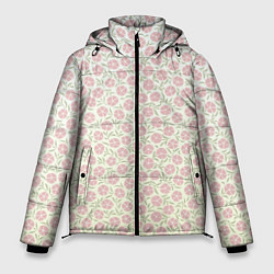 Куртка зимняя мужская Узор мелкие цветочки, цвет: 3D-черный