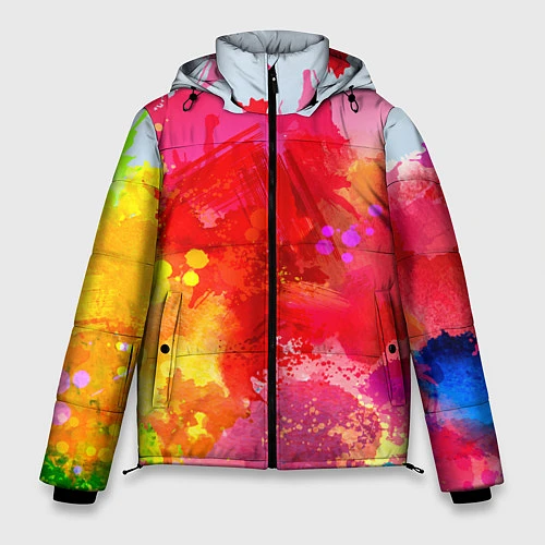 Мужская зимняя куртка Брызги краски / 3D-Черный – фото 1