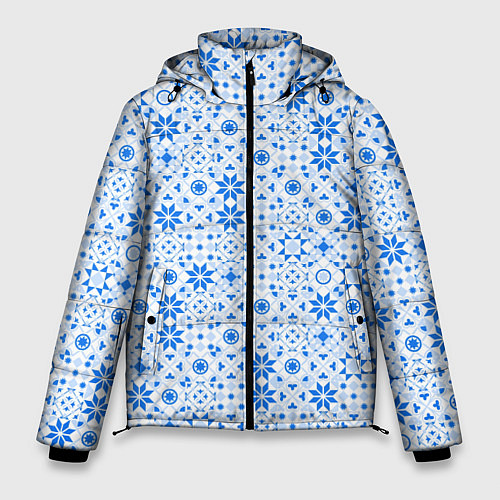Мужская зимняя куртка Орнамент снежинки / 3D-Черный – фото 1