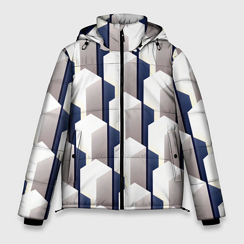 Мужская зимняя куртка Кубическая абстракция / 3D-Черный – фото 1