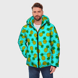 Куртка зимняя мужская Ананасы аква, цвет: 3D-черный — фото 2