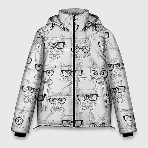 Мужская зимняя куртка Кошки в очках / 3D-Черный – фото 1