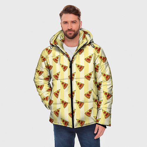 Мужская зимняя куртка Кусочки Пиццы / 3D-Светло-серый – фото 3