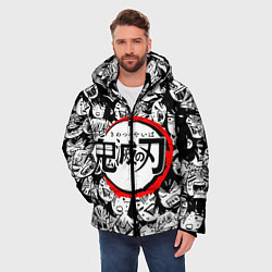 Куртка зимняя мужская DEMON SLAYER ЛИЦА УЗОР, цвет: 3D-черный — фото 2
