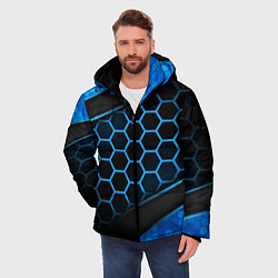 Куртка зимняя мужская 3D luxury blue 3Д СОТЫ и плиты, цвет: 3D-черный — фото 2