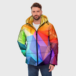 Куртка зимняя мужская Радужная геометрия, цвет: 3D-черный — фото 2