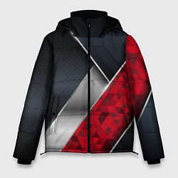 Куртка зимняя мужская 3D BLACK AND RED METAL, цвет: 3D-светло-серый