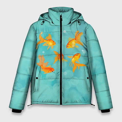 Мужская зимняя куртка Золотые рыбки / 3D-Черный – фото 1