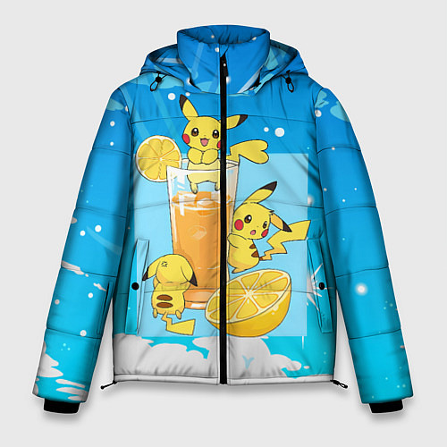 Мужская зимняя куртка Пикачу в лимонаде / 3D-Черный – фото 1