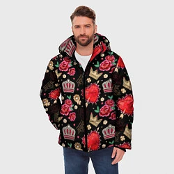 Куртка зимняя мужская Корона и розы, цвет: 3D-черный — фото 2