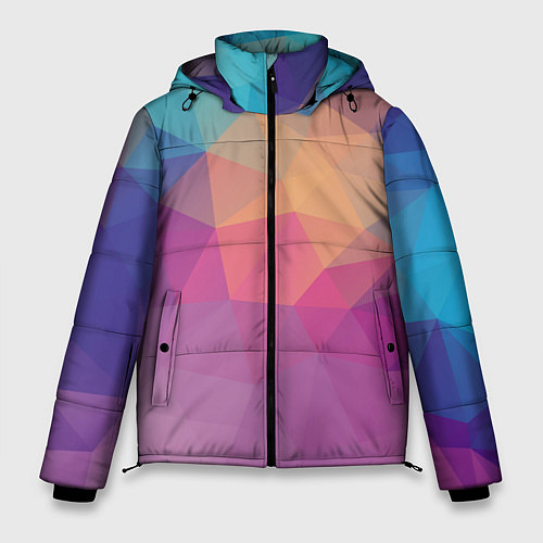 Мужская зимняя куртка Цветные полигоны - Градиент / 3D-Черный – фото 1