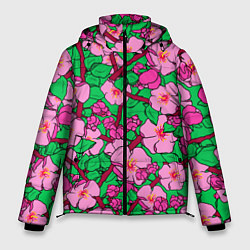 Куртка зимняя мужская Цветы Сакуры, Sakura, цвет: 3D-красный