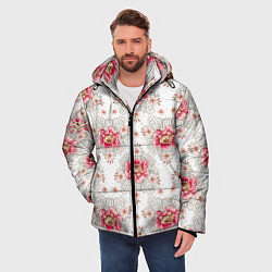 Куртка зимняя мужская Алые цветочки, цвет: 3D-черный — фото 2