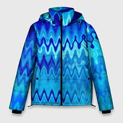 Куртка зимняя мужская Синий-голубой абстрактный узор, цвет: 3D-светло-серый