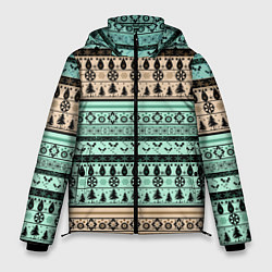 Куртка зимняя мужская Новогодний зимний орнамент, цвет: 3D-светло-серый