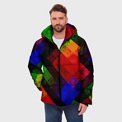 Куртка зимняя мужская Яркий геометрический узор, цвет: 3D-черный — фото 2