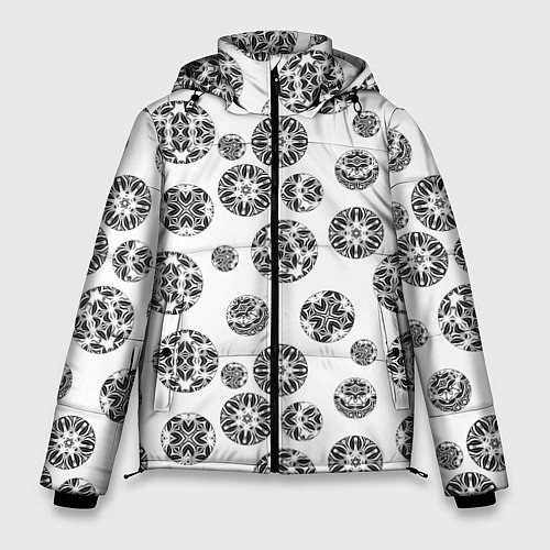 Мужская зимняя куртка Черно-белый геометрический узор / 3D-Светло-серый – фото 1
