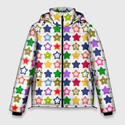Куртка зимняя мужская Разноцветные звездочки, цвет: 3D-светло-серый