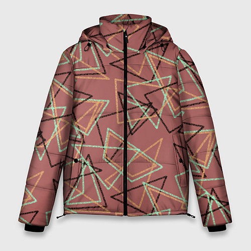 Мужская зимняя куртка Террактовый геометрический / 3D-Черный – фото 1