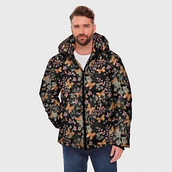 Куртка зимняя мужская Ретро узор Бабочки, цвет: 3D-черный — фото 2