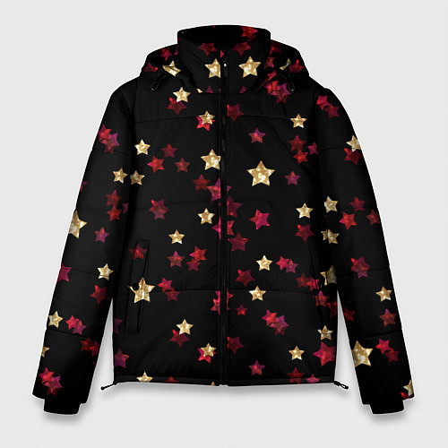 Мужская зимняя куртка Блестящие звезды на черном / 3D-Черный – фото 1