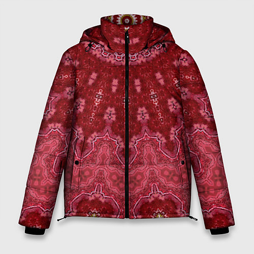 Мужская зимняя куртка Красно-розовый калейдоскоп / 3D-Черный – фото 1