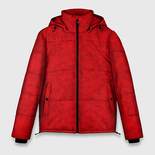 Мужская зимняя куртка Ярко-красный мраморный узор / 3D-Черный – фото 1