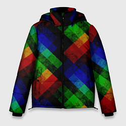 Куртка зимняя мужская Разноцветный мраморный узор, цвет: 3D-черный