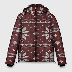 Куртка зимняя мужская Вязаный рисунок, цвет: 3D-красный