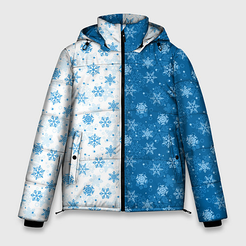 Мужская зимняя куртка Снежинки зимняя пора / 3D-Черный – фото 1