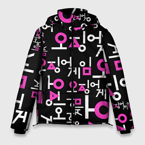 Мужская зимняя куртка Игра в кальмара лого узор / 3D-Черный – фото 1