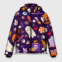 Куртка зимняя мужская HALLOWEEN BTS BT21 PATTERN БТ21 БТС ХЕЛЛОУИН, цвет: 3D-светло-серый