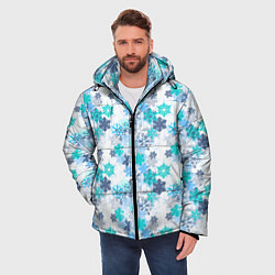 Куртка зимняя мужская Зимние Снежные Узоры, цвет: 3D-черный — фото 2