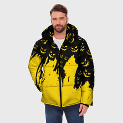 Куртка зимняя мужская Тыквенные смайлы, цвет: 3D-красный — фото 2