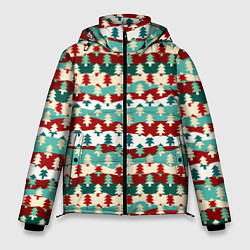 Куртка зимняя мужская Ёлочки новогодний дизайн, цвет: 3D-черный