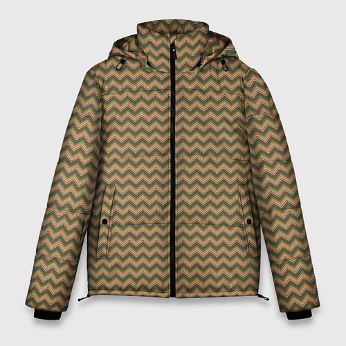 Мужская зимняя куртка Абстракция разноцветные зигзаги / 3D-Черный – фото 1