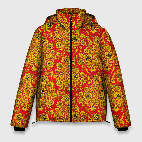 Мужская зимняя куртка Хохломские узоры / 3D-Черный – фото 1