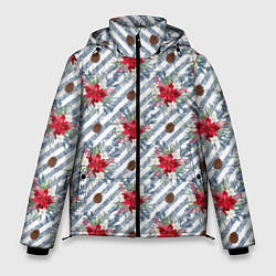 Куртка зимняя мужская Новогодние украшения и блестки, цвет: 3D-светло-серый