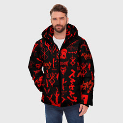 Куртка зимняя мужская БЕРСЕРК ПАТТЕРН СИМВОЛИКА КЛЕЙМО, цвет: 3D-черный — фото 2