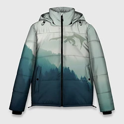 Куртка зимняя мужская ДРАКОНЫ НАД ЛЕСОМ DRAGON, цвет: 3D-светло-серый
