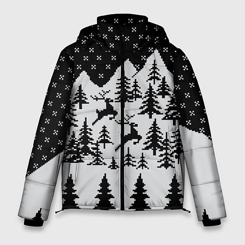 Мужская зимняя куртка Северные Олени в Горах / 3D-Черный – фото 1