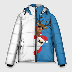 Куртка зимняя мужская Крутые Санта и Олень, цвет: 3D-черный