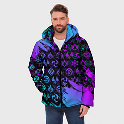 Куртка зимняя мужская GENSHIN NEON PATTERN SYMBOL НЕОН ЭМБЛЕМЫ, цвет: 3D-красный — фото 2