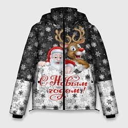 Куртка зимняя мужская С Новым Годом дед мороз и олень, цвет: 3D-светло-серый